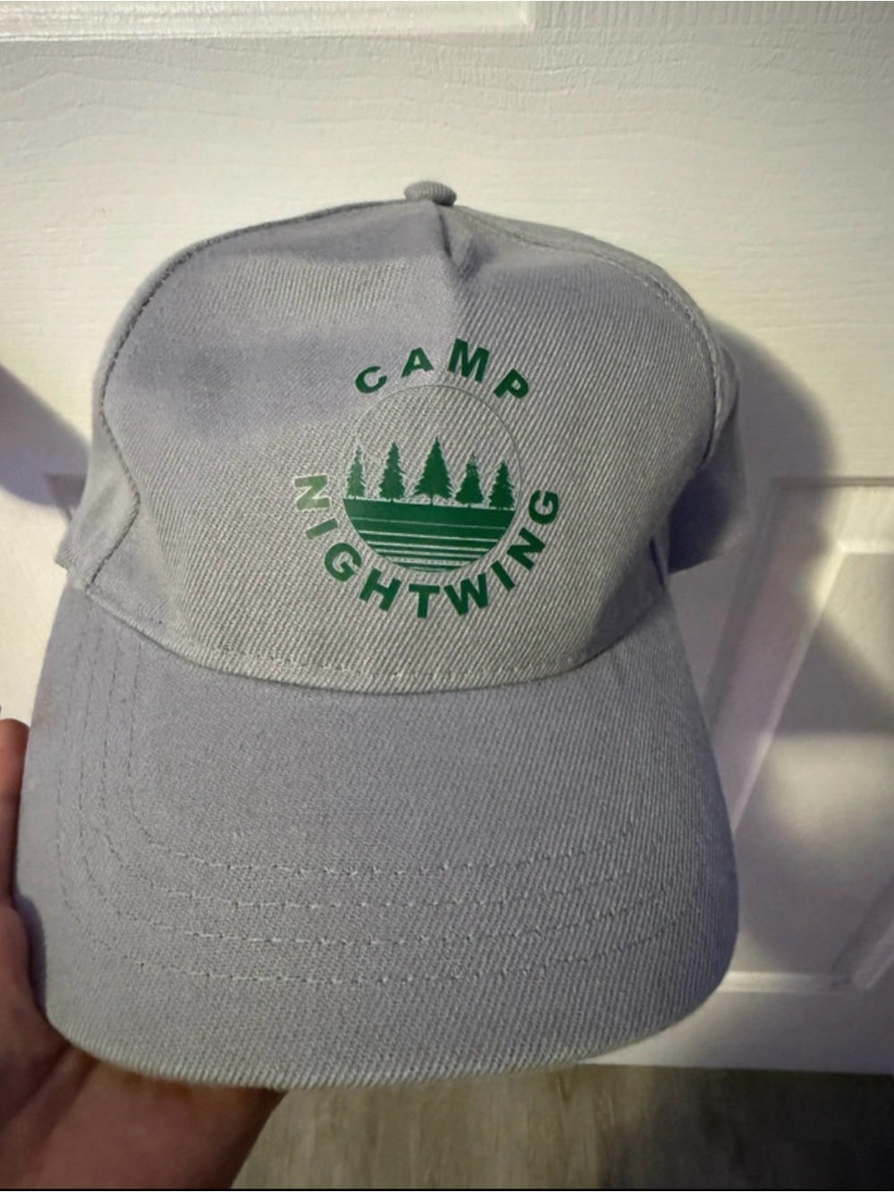 Light Gray Baseball Cap with Green Logo